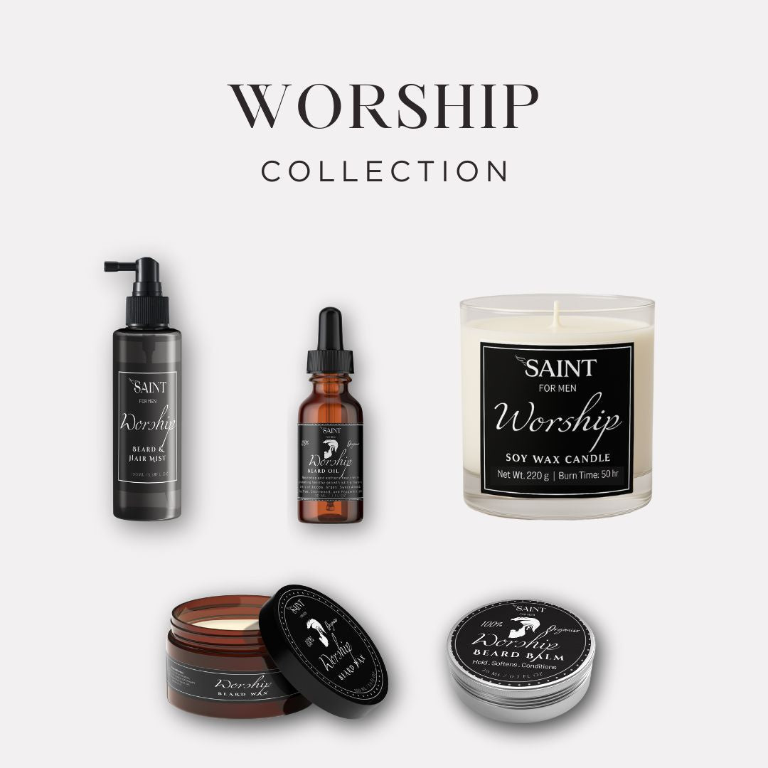 Worship Collection by SAINT by LunaAngel – organic men’s beard, hair, skincare and soy candles handcrafted in Egypt